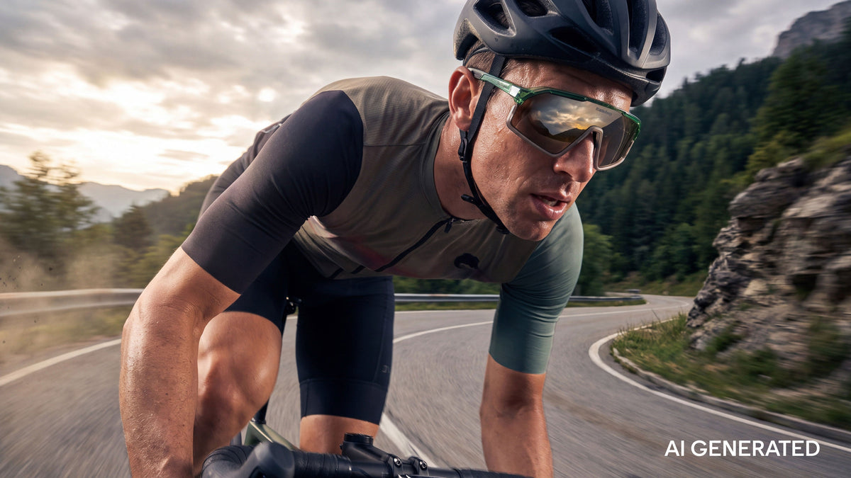 Rennradfahrer mit Blacksheep Radbrille
